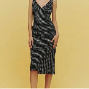 NWT Reformation Beauden Dress, Caviar Dot, S